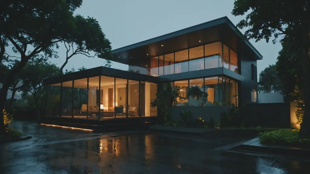 Modern Skynet smart home with automated lighting and climate control.